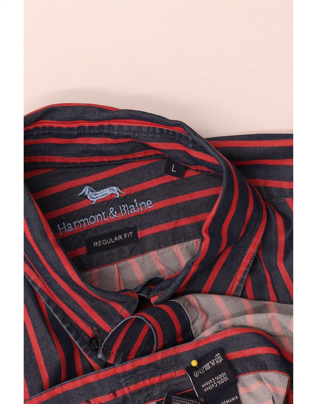Harmont & Blaine Chemise Regular Fit Homme Large Rouge Rayé Coton