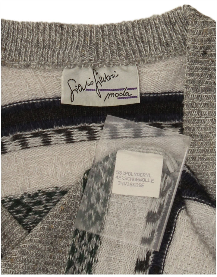 VINTAGE Débardeur Homme Débardeur Gris Moyen Rayé Polyacrylique