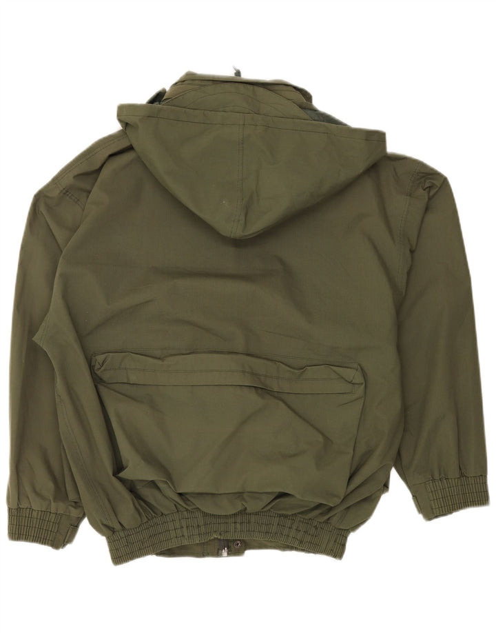 VINTAGE Veste utilitaire à capuche pour hommes UK 38 Polyester kaki moyen
