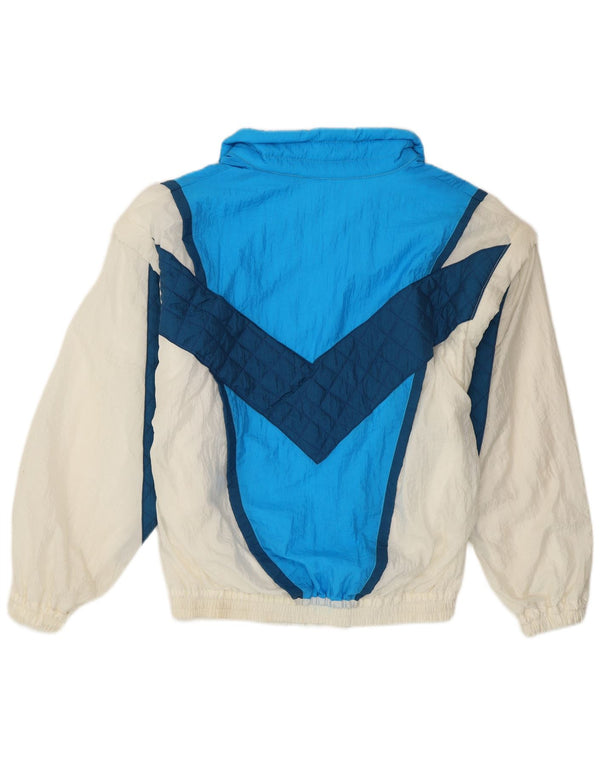 vintage Femmes Loose Fit Survêtement Top Veste UK 14 Moyen Blanc