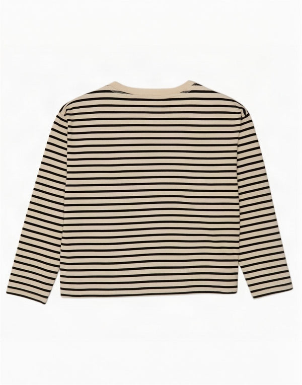 Zara Femme Top Manches Longues UK 18 XL Blanc Rayé