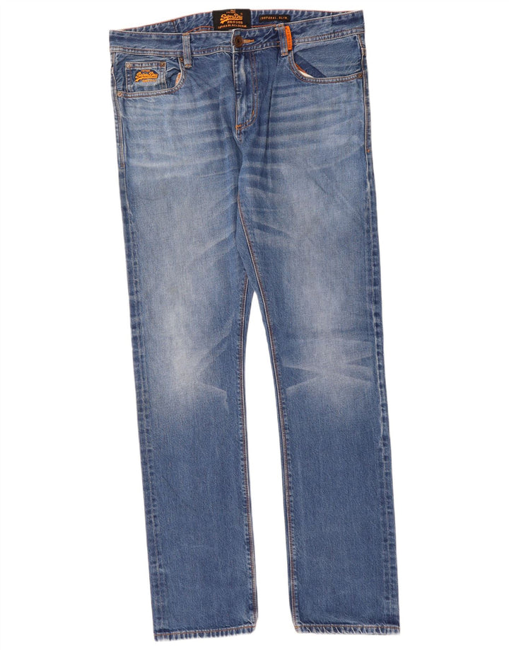 SUPERDRY Jean Corporal Slim Homme W36 L34 Bleu Coton