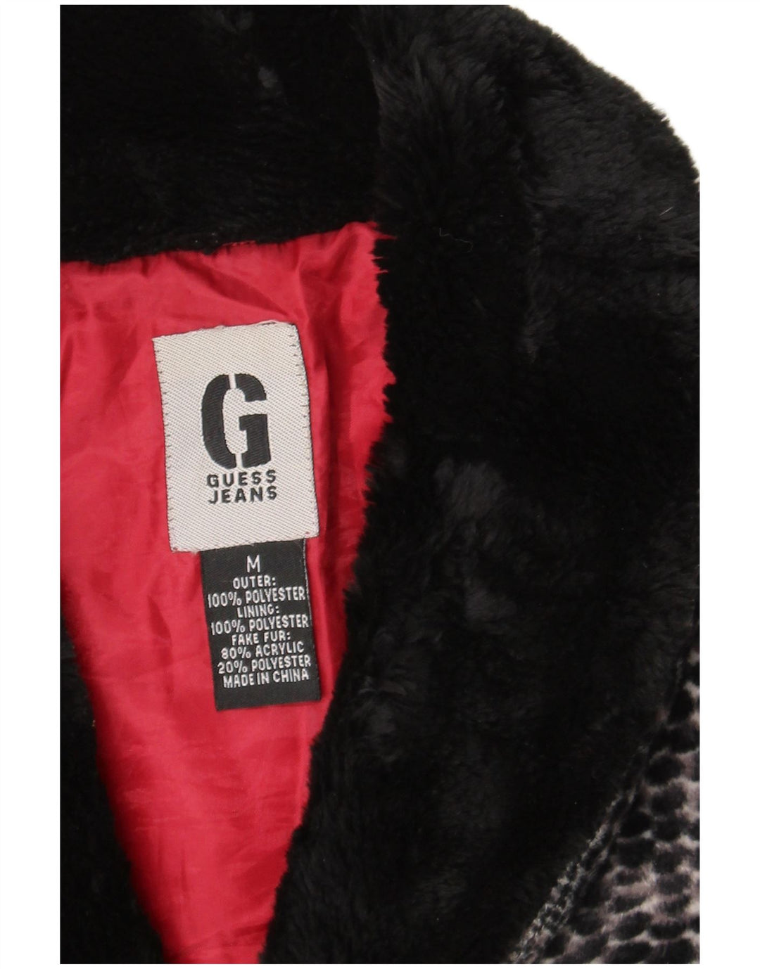 Guess Veste en fausse fourrure pour femme UK 44 Polyester imprimé animal gris moyen