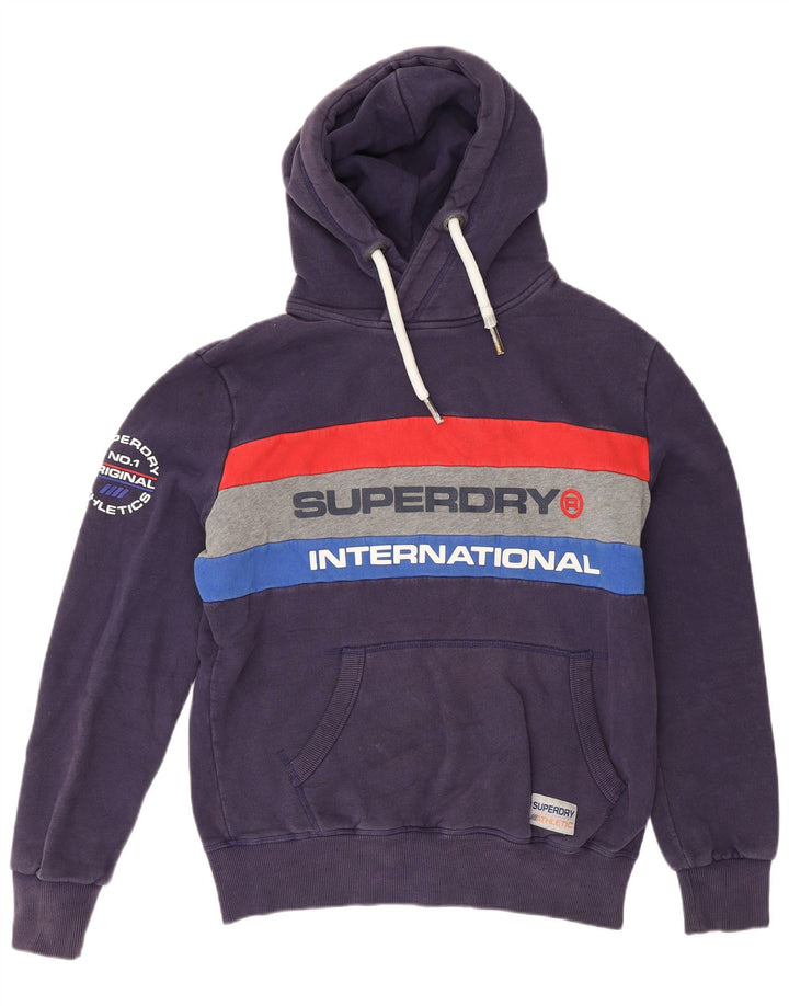 Superdry Pull à capuche graphique pour homme en coton color block bleu marine grand