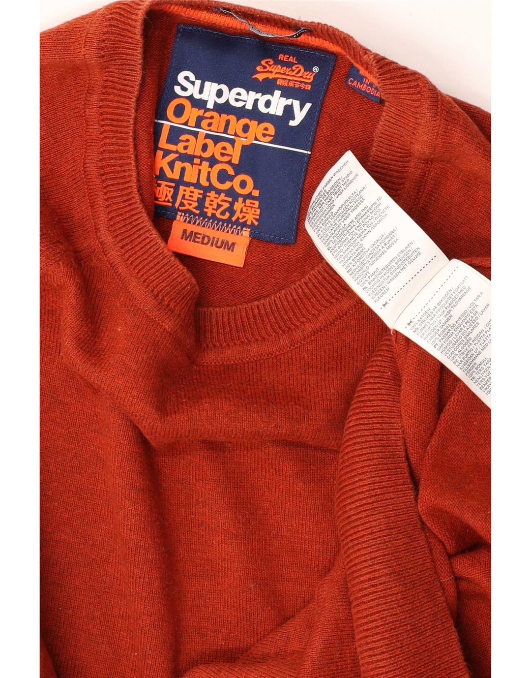Superdry Pull Ras Du Cou Pull Homme Orange Moyen Coton