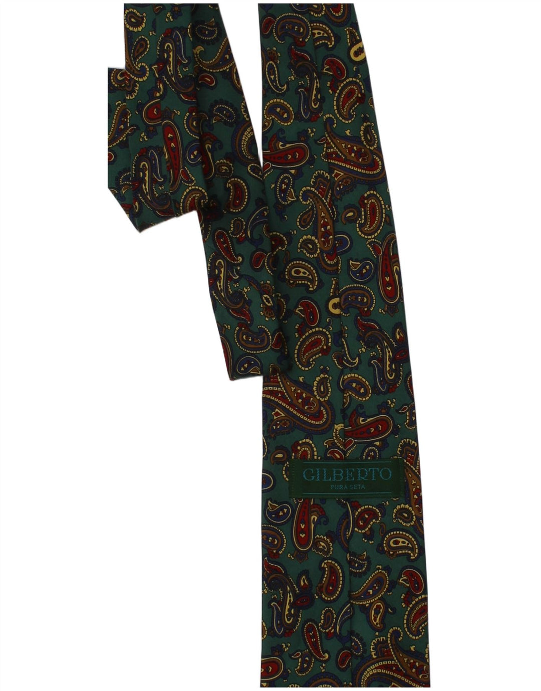 Gilberto Cravate Homme Taille Unique Vert Paisley Soie Classique