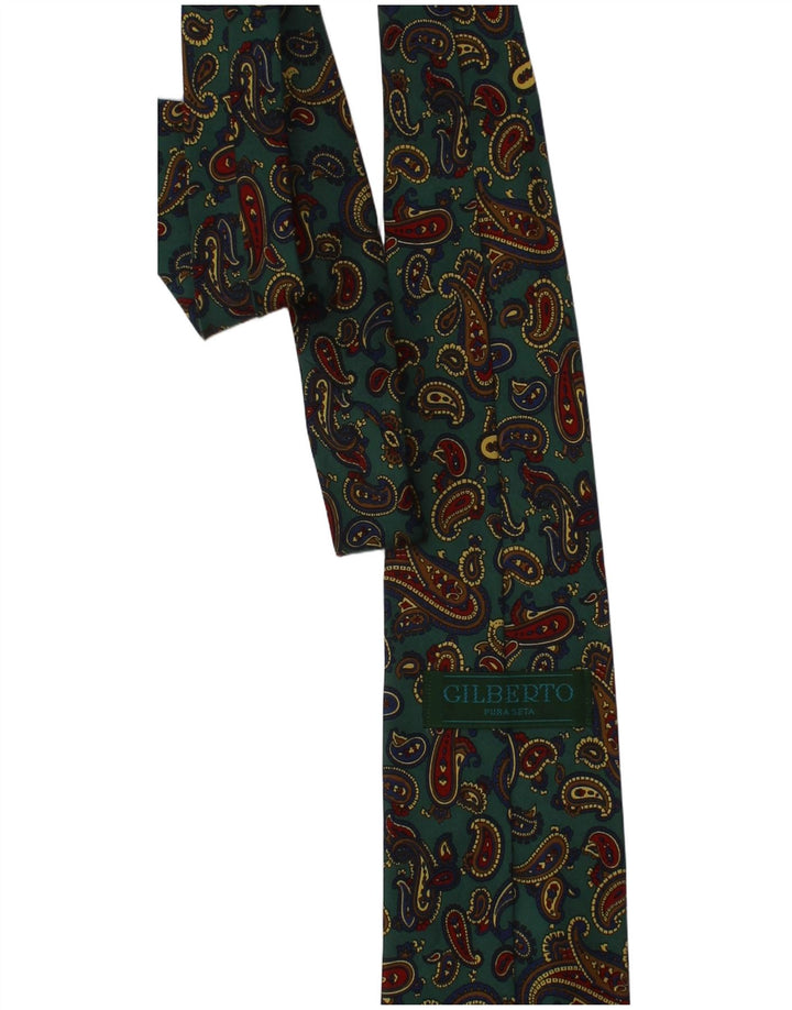 Gilberto Cravate Homme Taille Unique Vert Paisley Soie Classique
