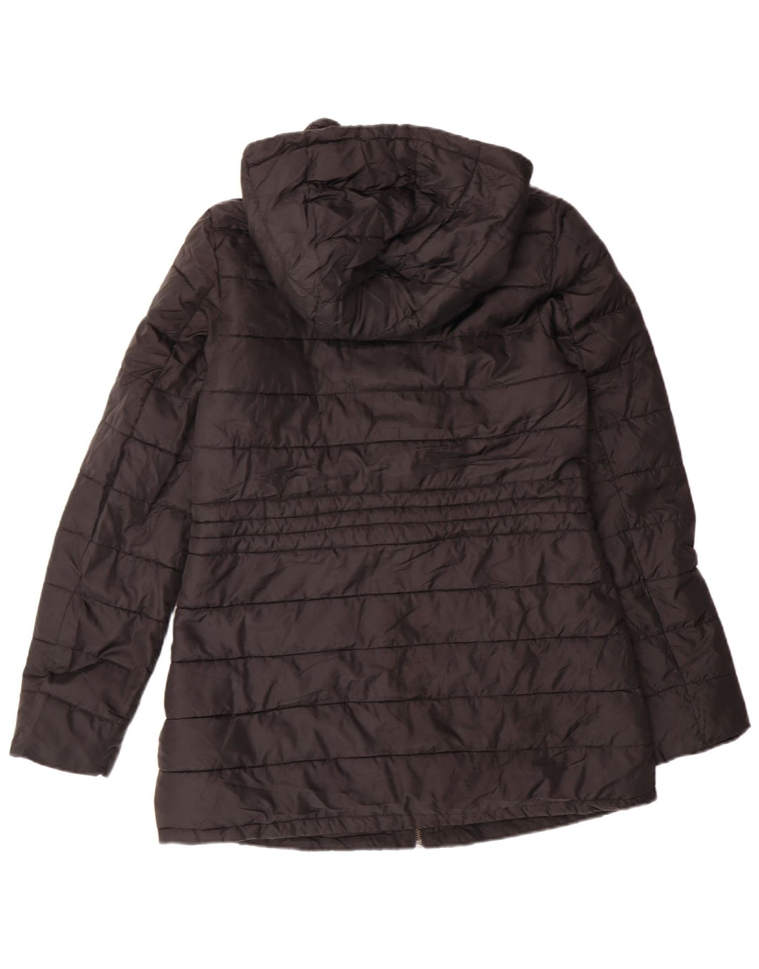 ZARA Veste matelassée à capuche pour femme UK 10 Small Noir Polyester
