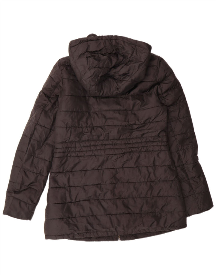 ZARA Veste matelassée à capuche pour femme UK 10 Small Noir Polyester
