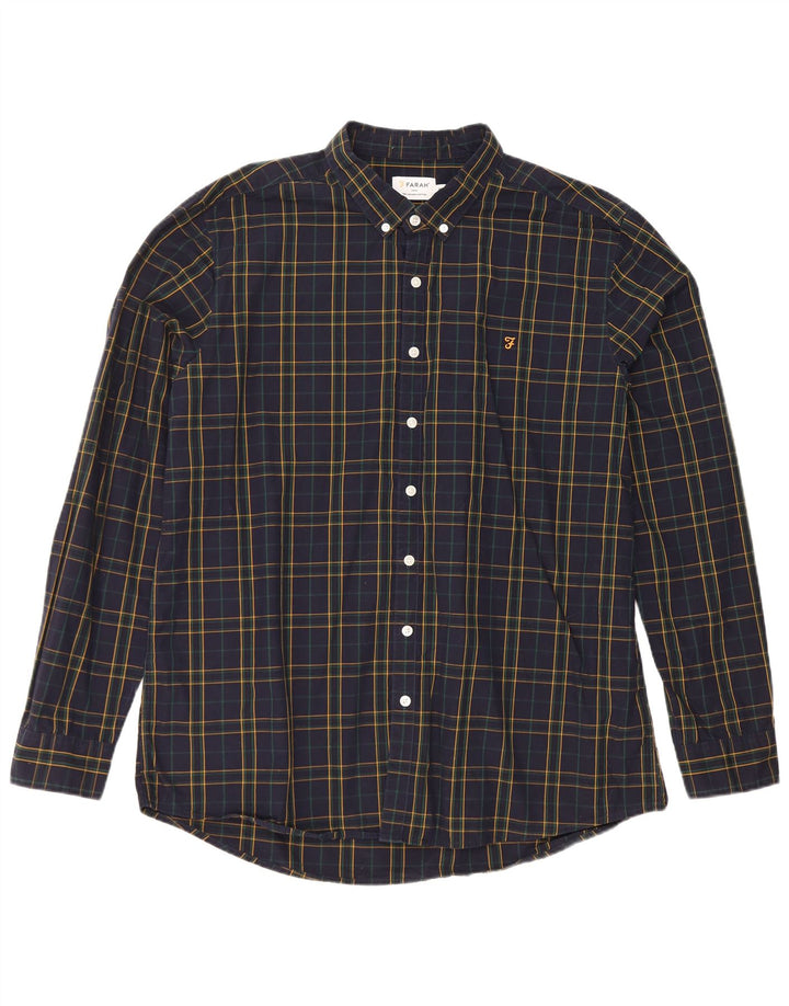 Farah Chemise Slim Fit Homme 3XL Bleu Marine à Carreaux Coton