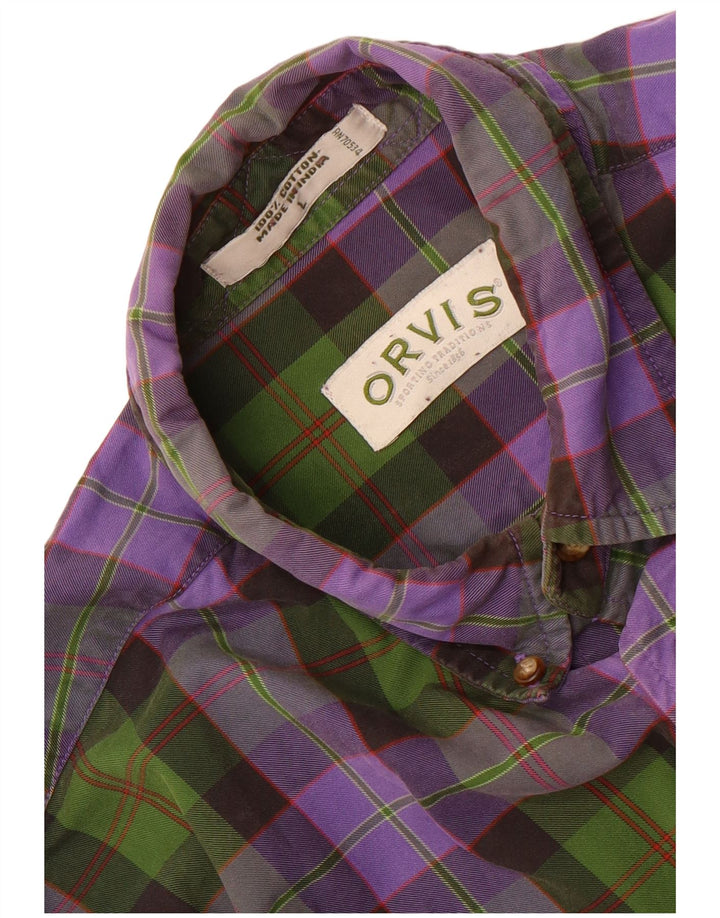 Orvis Chemise en flanelle pour homme en coton à carreaux violets
