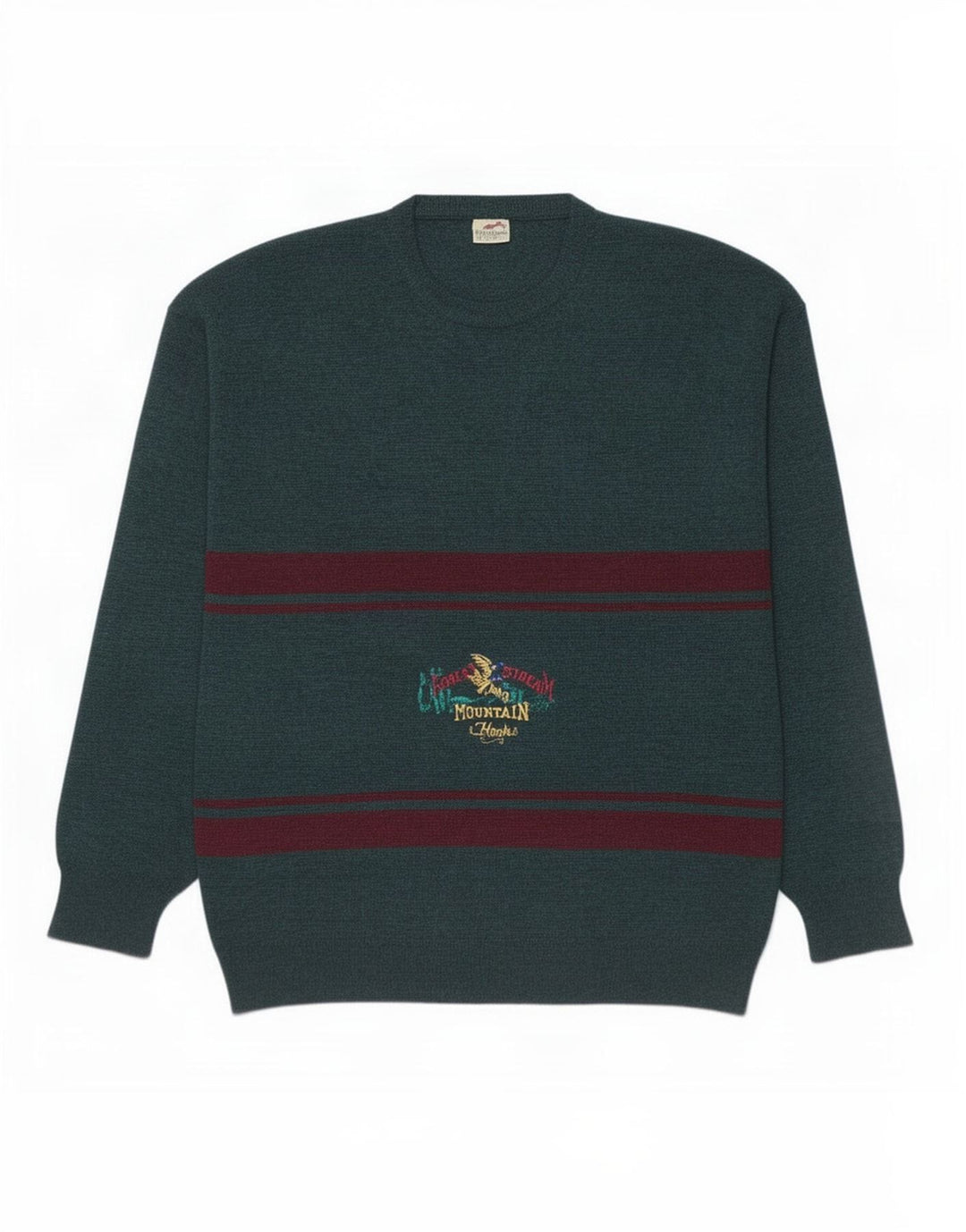 Bernardini Pull col rond graphique en laine rayée vert moyen pour homme