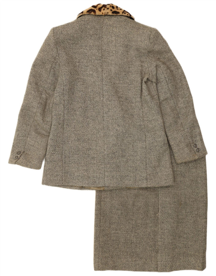 vintage Femme 2 Pièces Jupe Ensemble IT 44 Moyen W28 Gris Chevrons