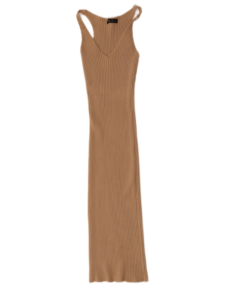 Shein Robe moulante sans manches pour femme UK 8 Petit Polyester Beige