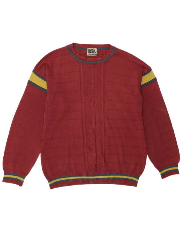 vintage Mens Crew Neck Jumper Pull Grand Colorblock Rose