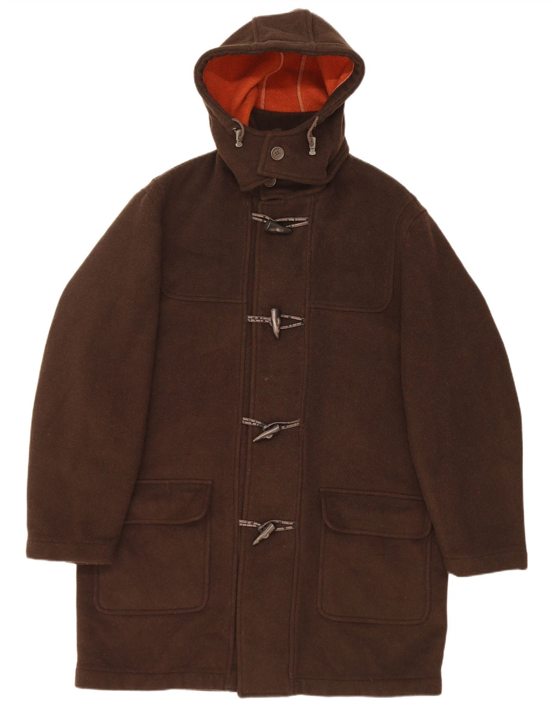 Commander Duffle Coat à capuche pour homme UK 42 XL Marron Laine