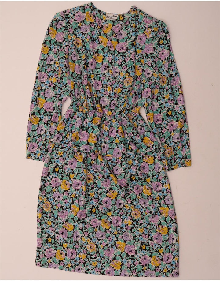 ELENA MIRO Robe péplum à manches longues pour femme UK 22 3XL Floral multicolore