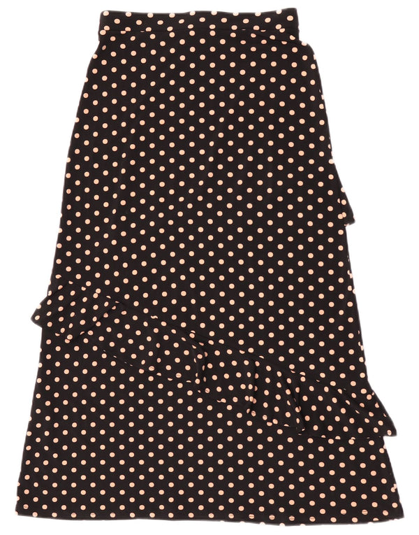 Oasis Jupe mi-longue à volants pour femme UK 6 XS W24 Noir à pois Polyester