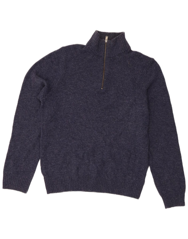 Marks & Spencer Pull col zippé homme bleu marine moyen laine d'agneau