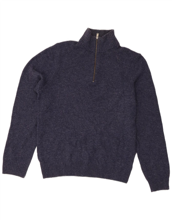 Marks & Spencer Pull col zippé homme bleu marine moyen laine d'agneau