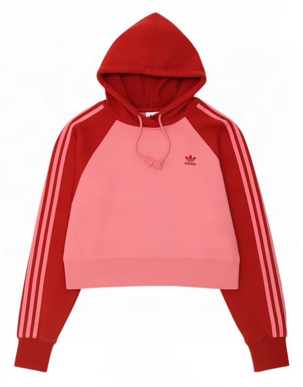 Adidas Pull à capuche surdimensionné pour femme UK 6 XS en coton color block rose