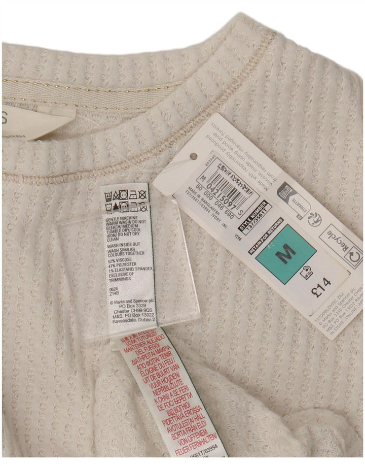 Marks & Spencer Chemisier pour femme UK 14 Medium Blanc Viscose