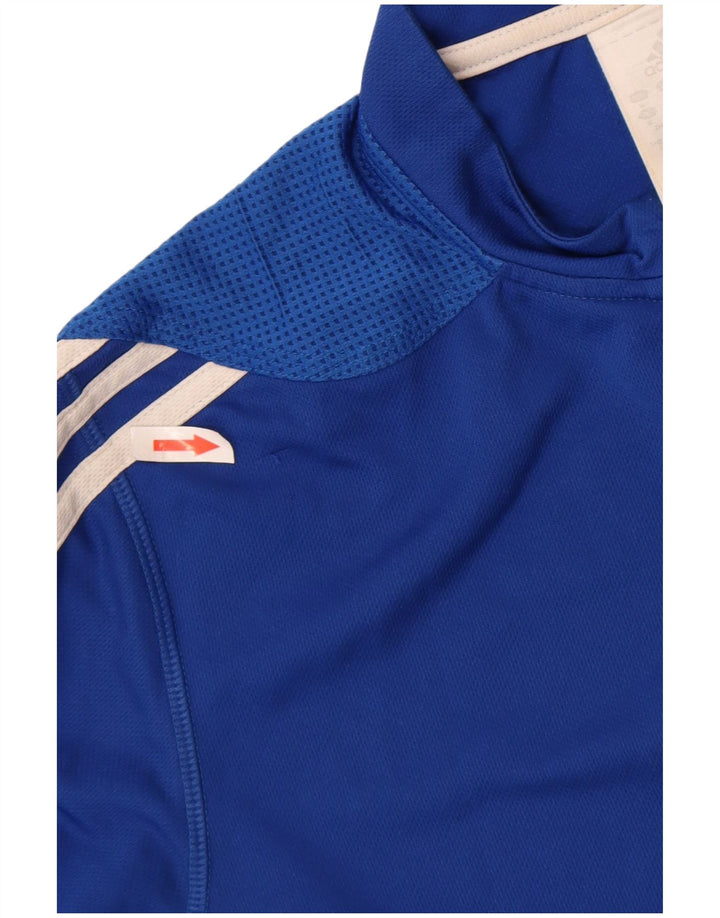 Adidas T-shirt à col zippé pour homme Bleu moyen Polyester