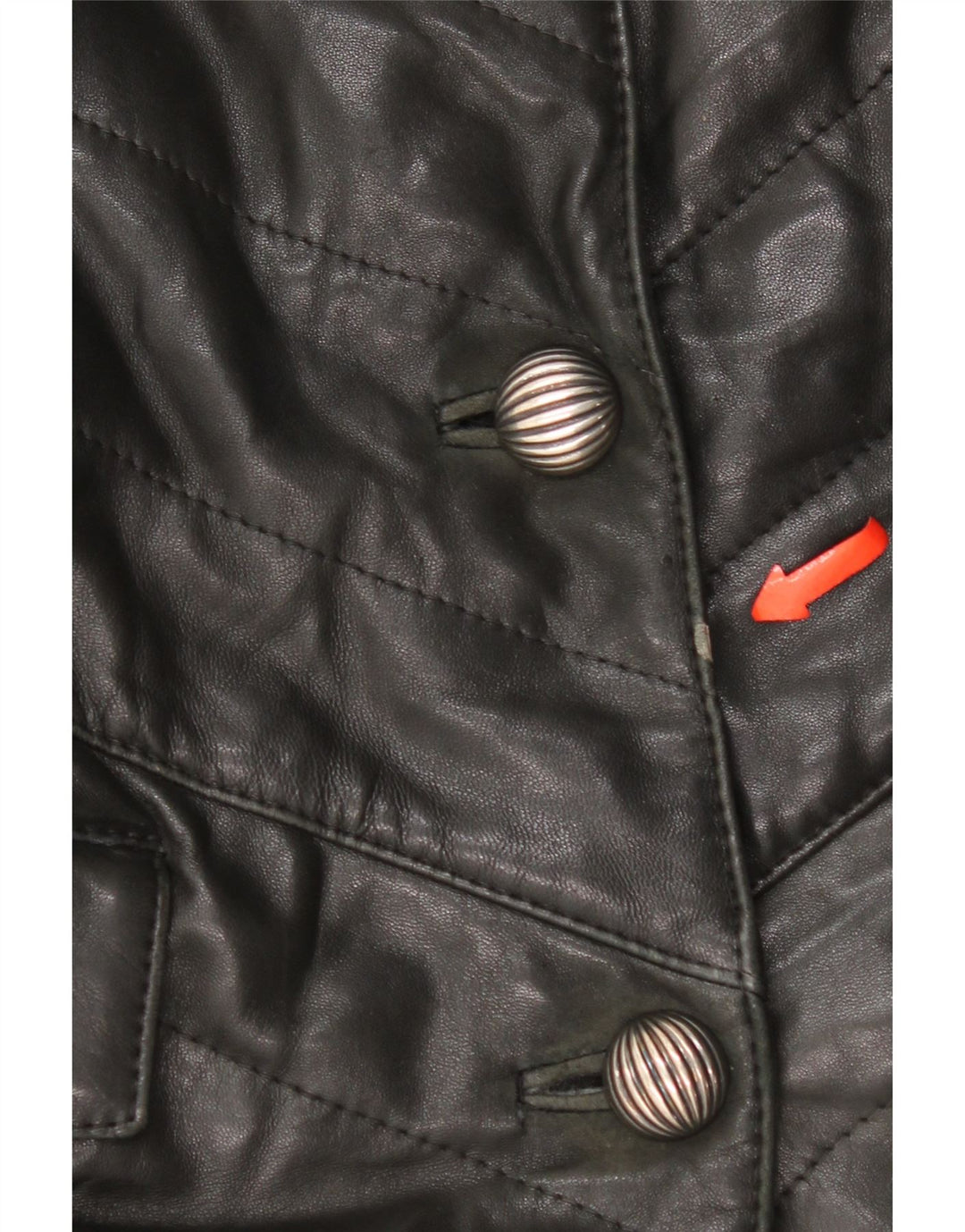 manteau en cuir femme vintage UK 14 Cuir noir moyen