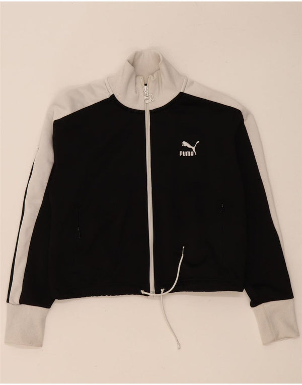 Puma Veste de survêtement courte pour femme UK 14 Noir moyen Colourblock