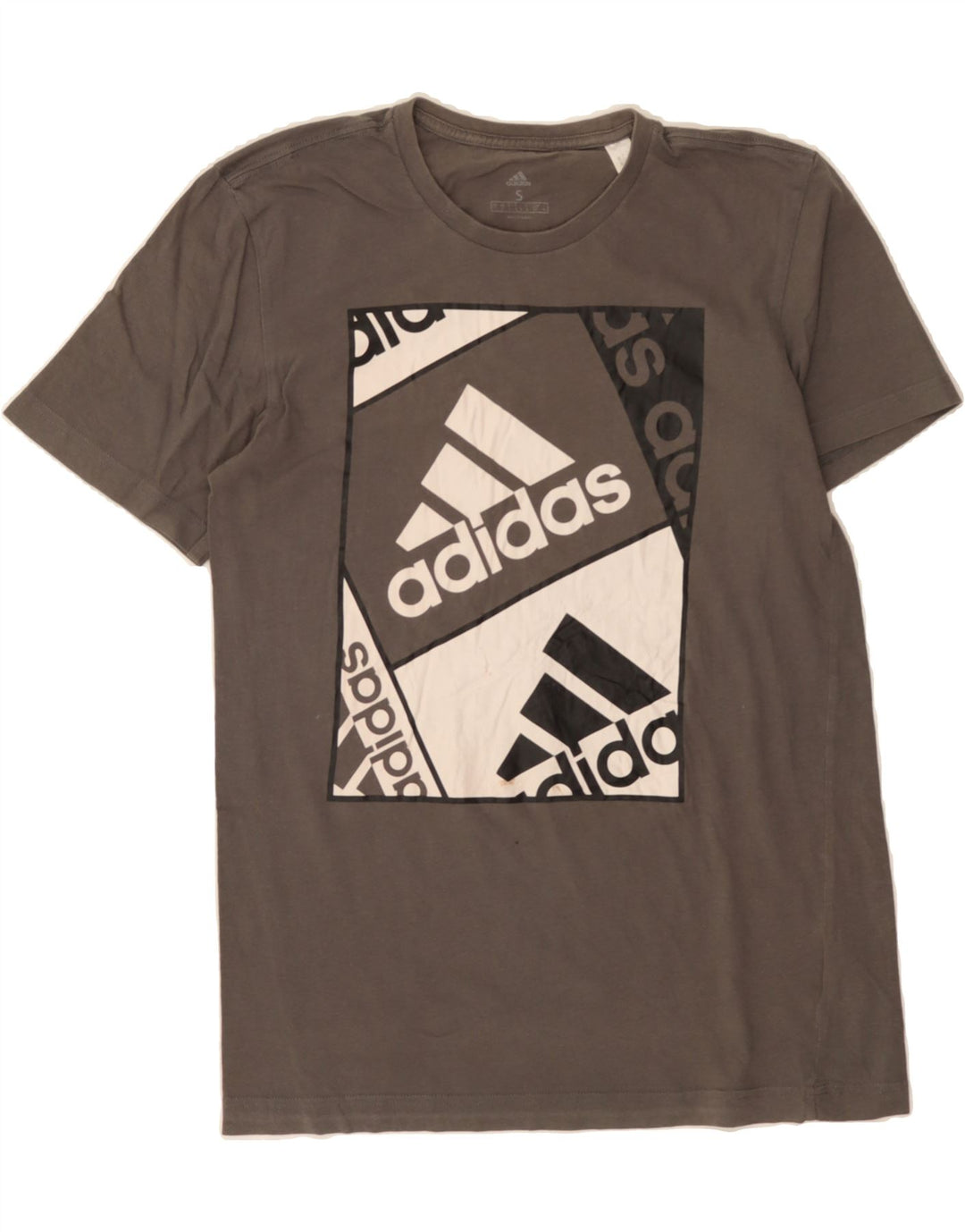 ADIDAS Mens Graphic T-Shirt Top Small Grey Cotton Vintage Adidas and Second-Hand Adidas from Messina Hembry 