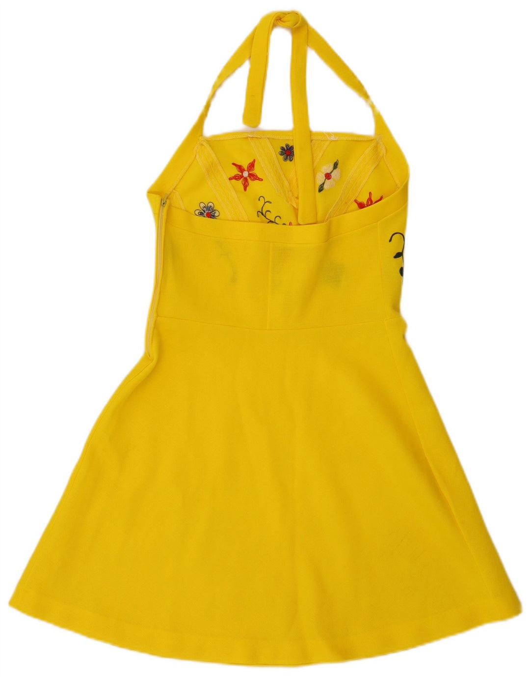 Robe Halter Femme Vintage IT 42 Floral Jaune Moyen
