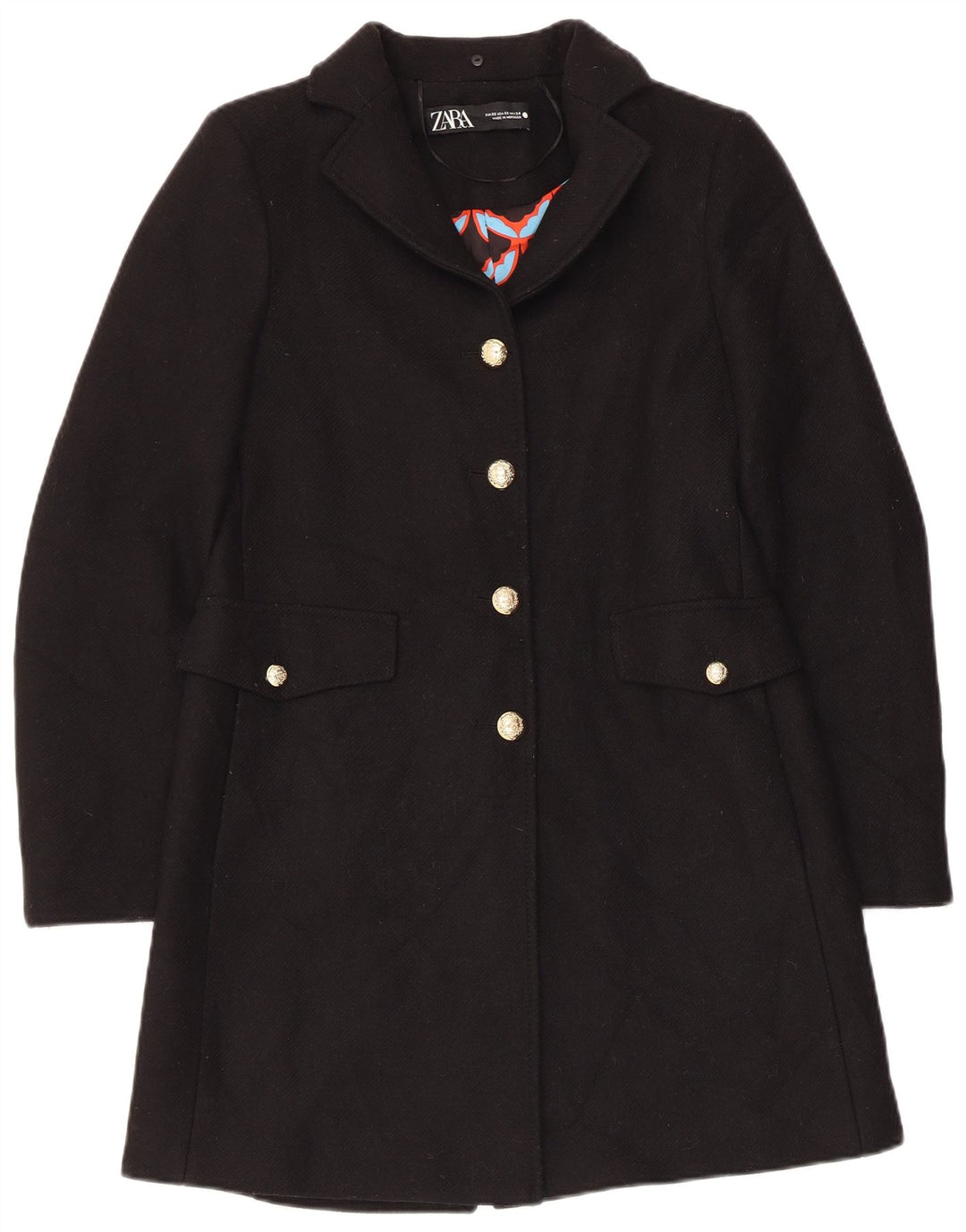 Zara Femme Pardessus UK 6 XS Laine Noire