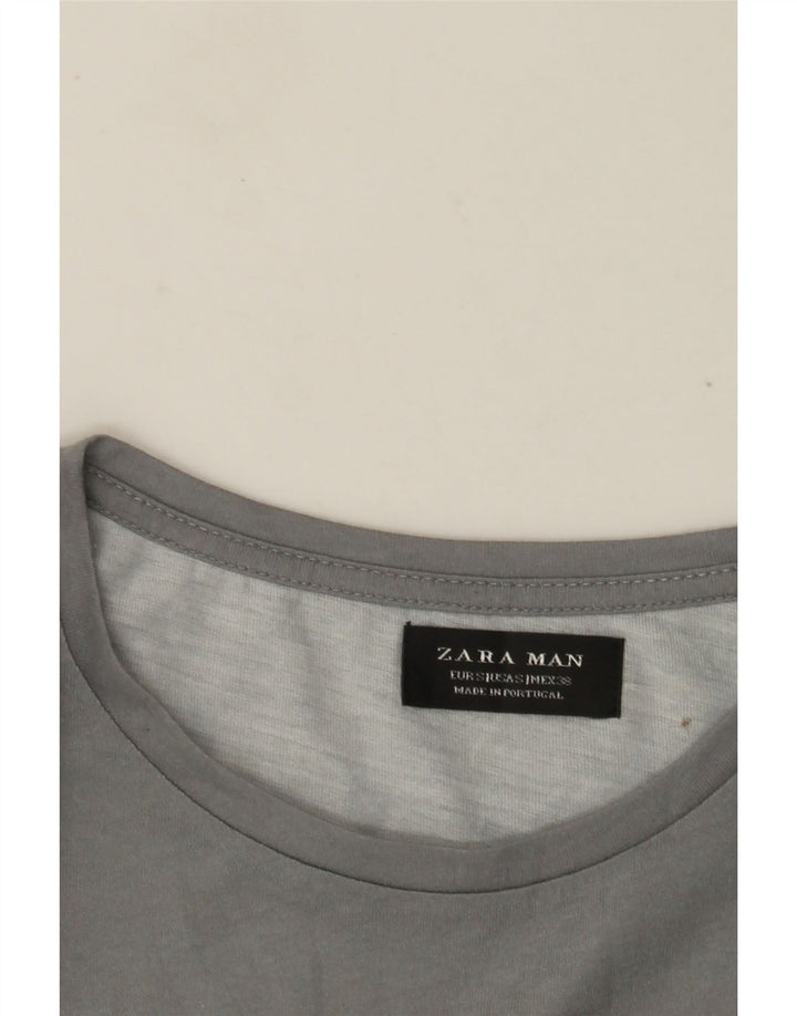 Zara Homme Graphic T-Shirt Top Small Gris Colorblock