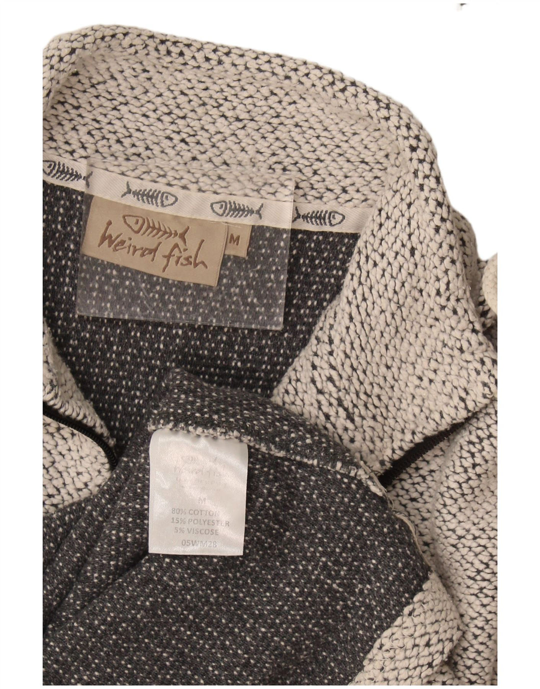 Weird Fish Sweat-Shirt Col Zippé Homme Gris Moyen Moucheté Coton