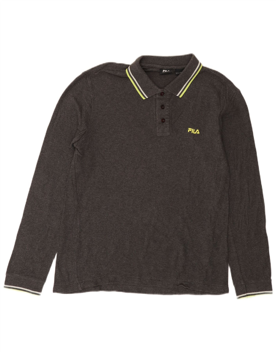 Fila Polo à Manches Longues Homme Gris Moyen Coton