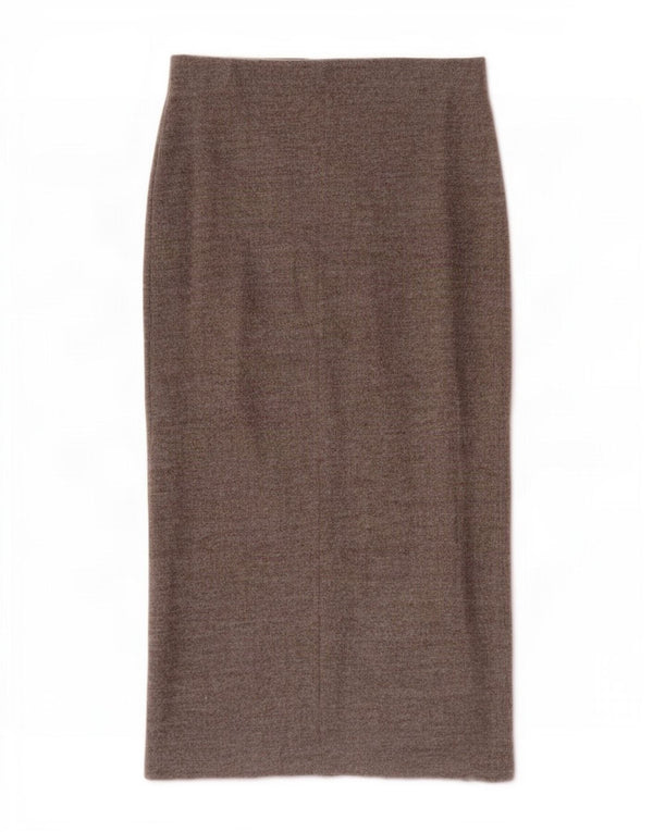 Zara Femme Jupe Midi Taille Haute Petit W26 Coton Marron