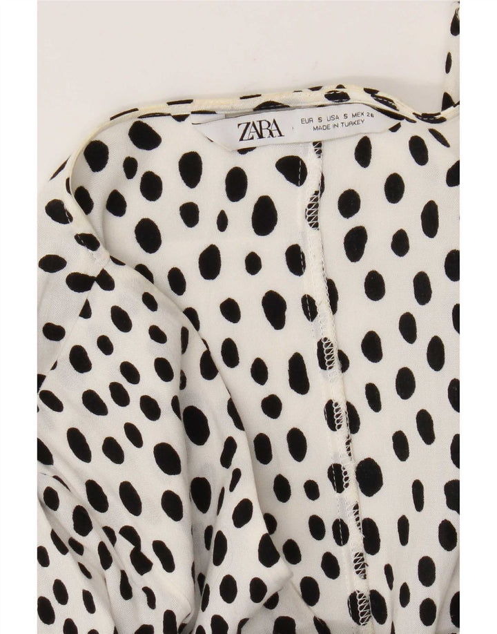 Zara Robe trapèze pour femme UK 10 Petit blanc moucheté