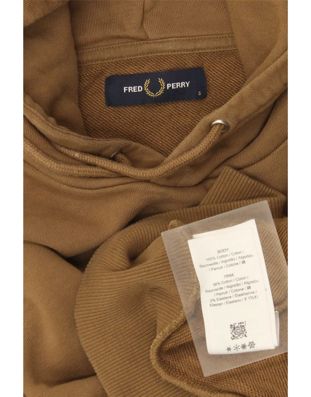 Fred Perry Pull à capuche pour femme Petit coton beige