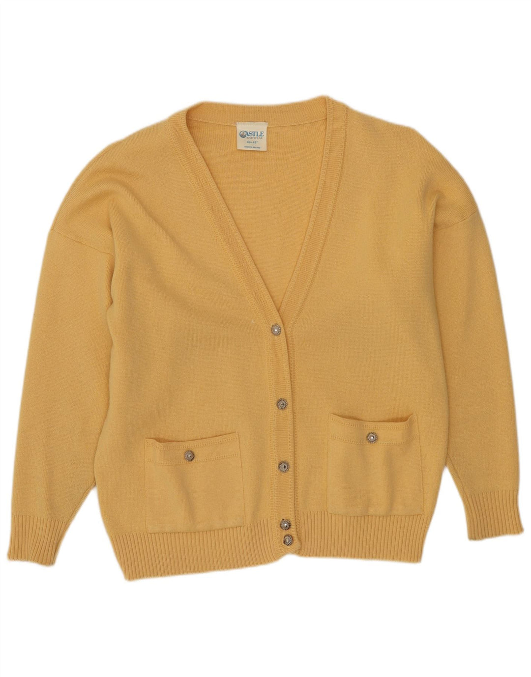 CASTLE Pull Cardigan Femme EU 42 Grand Acrylique Jaune