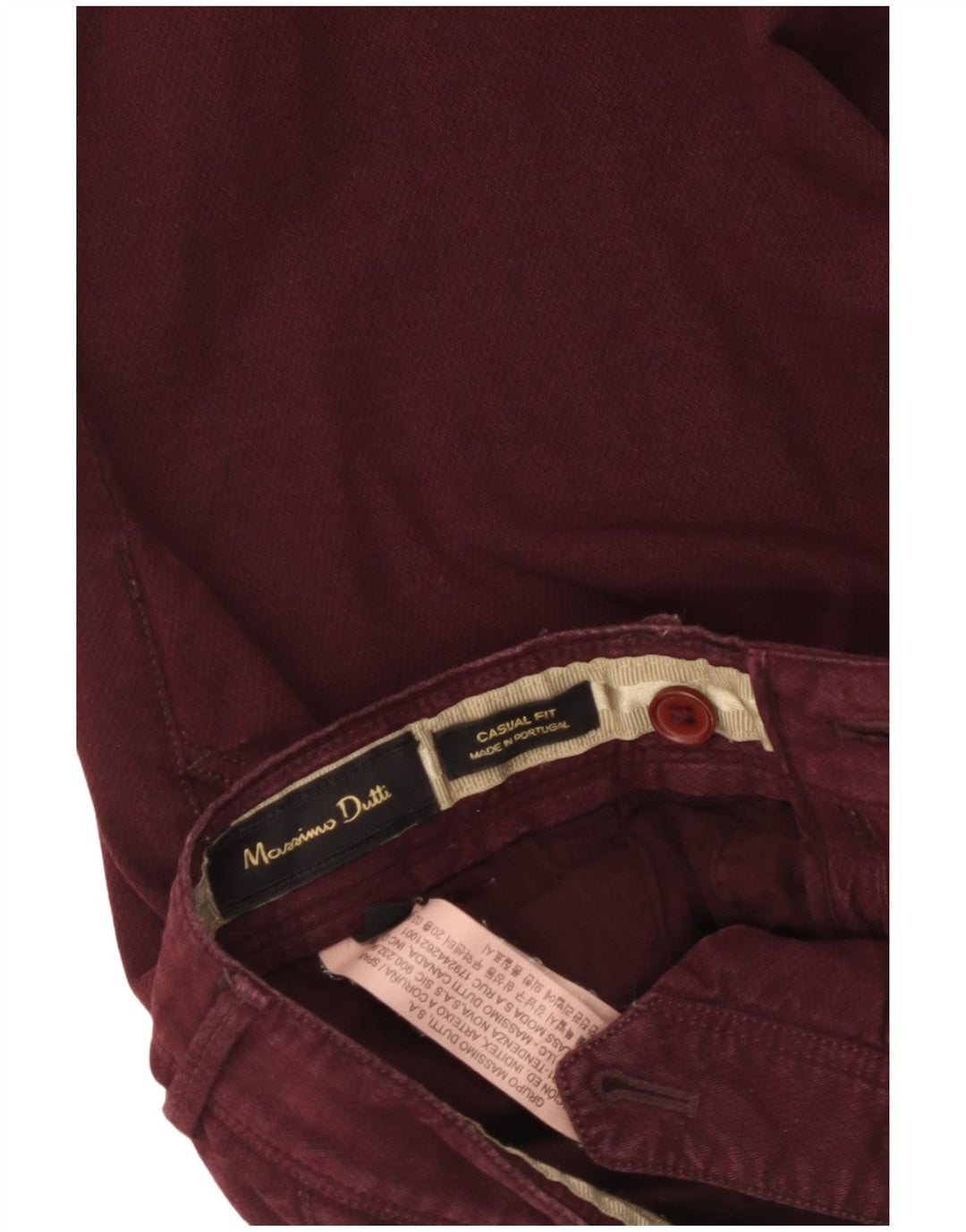 MASSIMO DUTTI Pantalon Chino Slim Homme EU 40 Medium W31 L33 Bordeaux