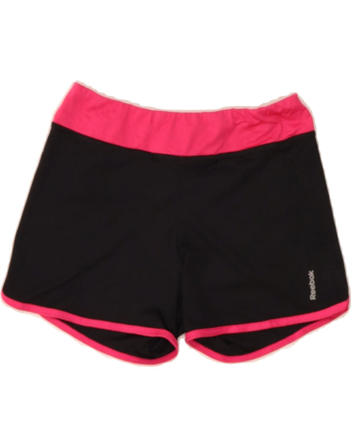 REEBOK Girls Sport Shorts 10-11 Years Medium Black Colourblock Polyester Vintage Reebok and Second-Hand Reebok from Messina Hembry 