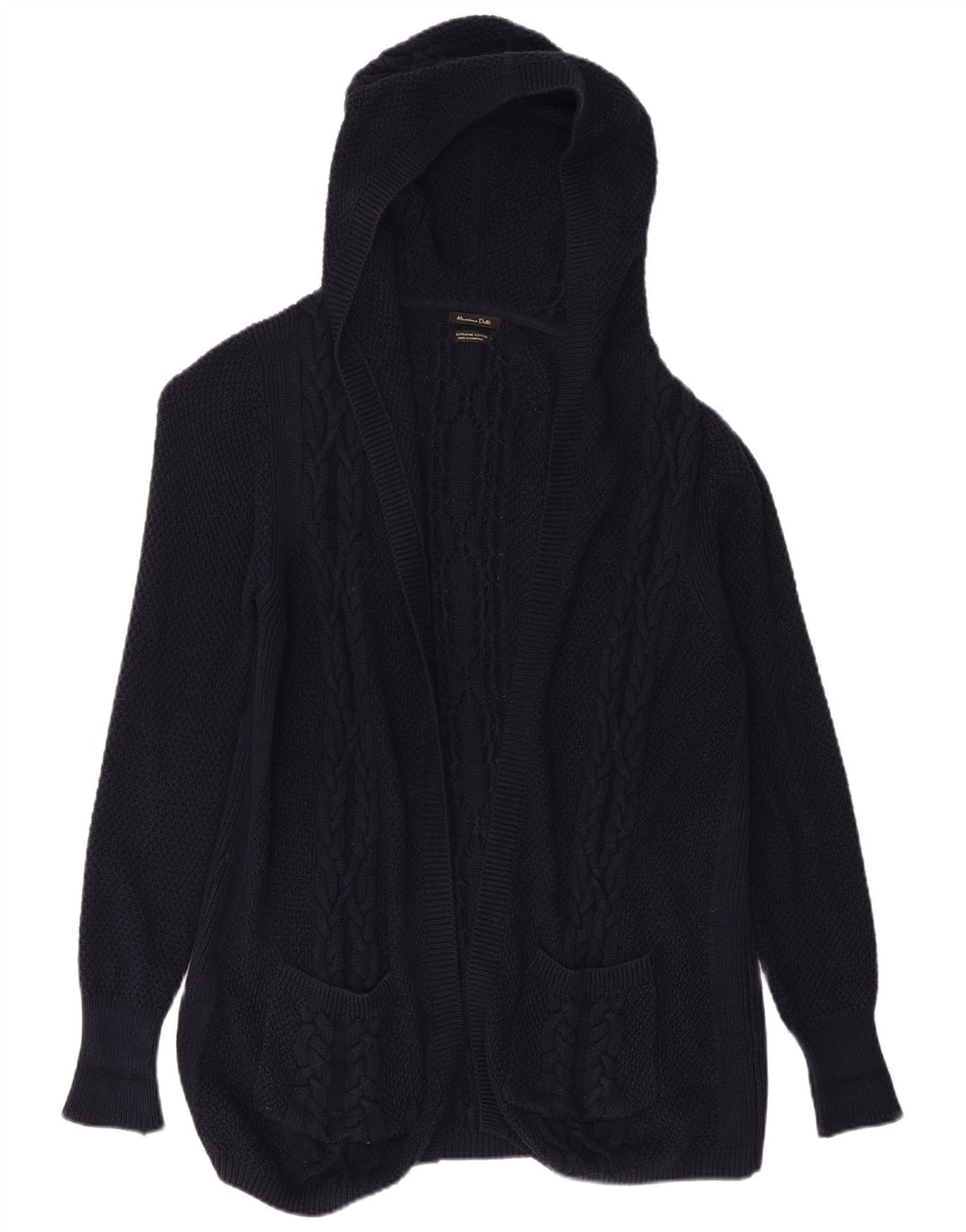 MASSIMO DUTTI Pull cardigan long pour femme UK 10 Small Bleu marine