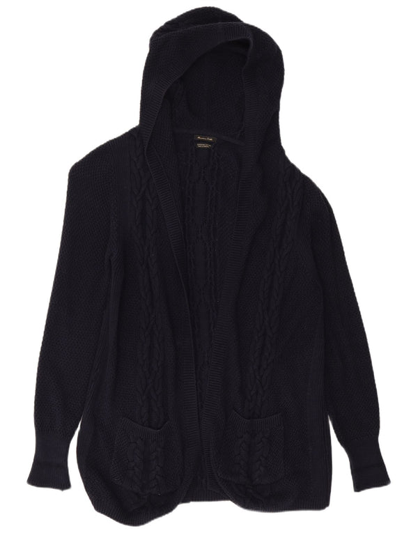 MASSIMO DUTTI Pull cardigan long pour femme UK 10 Small Bleu marine