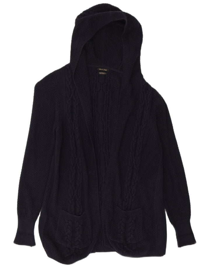 MASSIMO DUTTI Pull cardigan long pour femme UK 10 Small Bleu marine