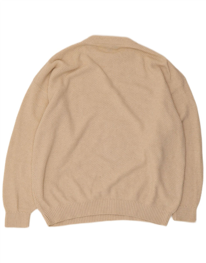 VINTAGE Homme Crew Neck Jumper Pull EU 52/54 Grand Coton Beige