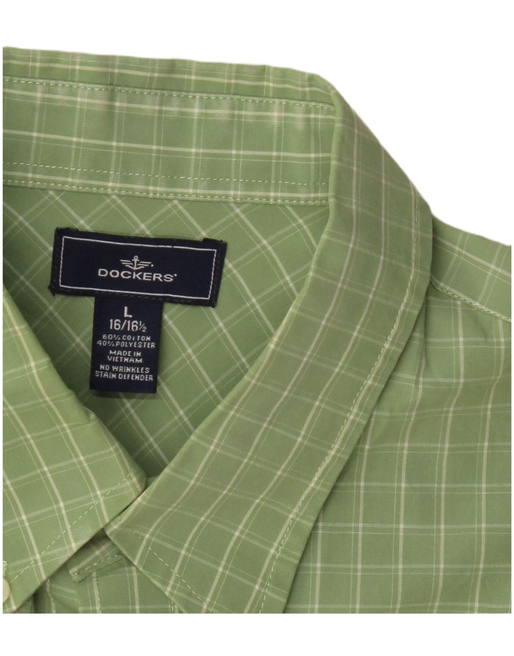 DOCKERS Chemise à manches courtes pour hommes Taille 16 1/2 Grand coton à carreaux verts