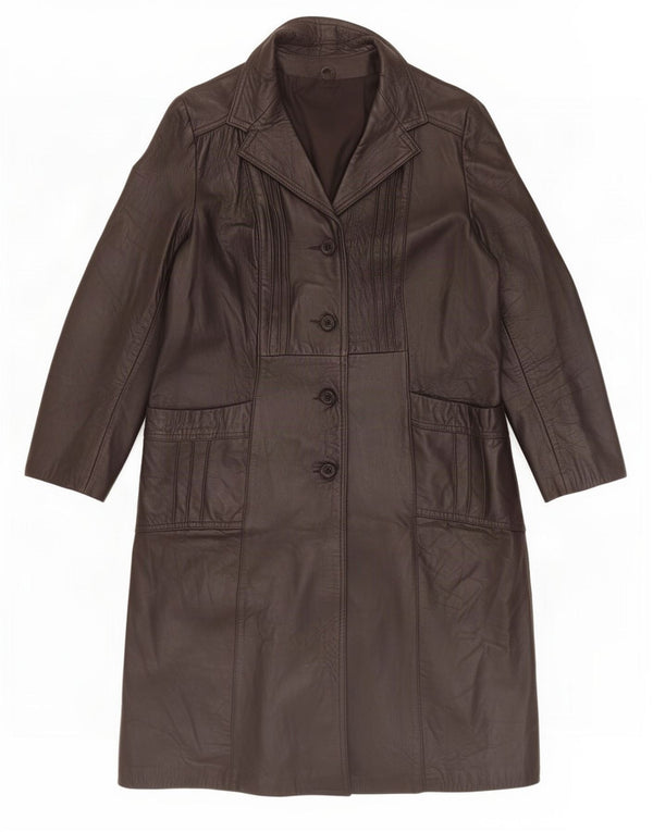 manteau en cuir femme vintage UK 18 XL Noir