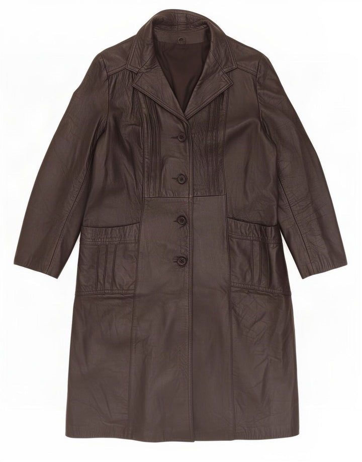 manteau en cuir femme vintage UK 18 XL Noir