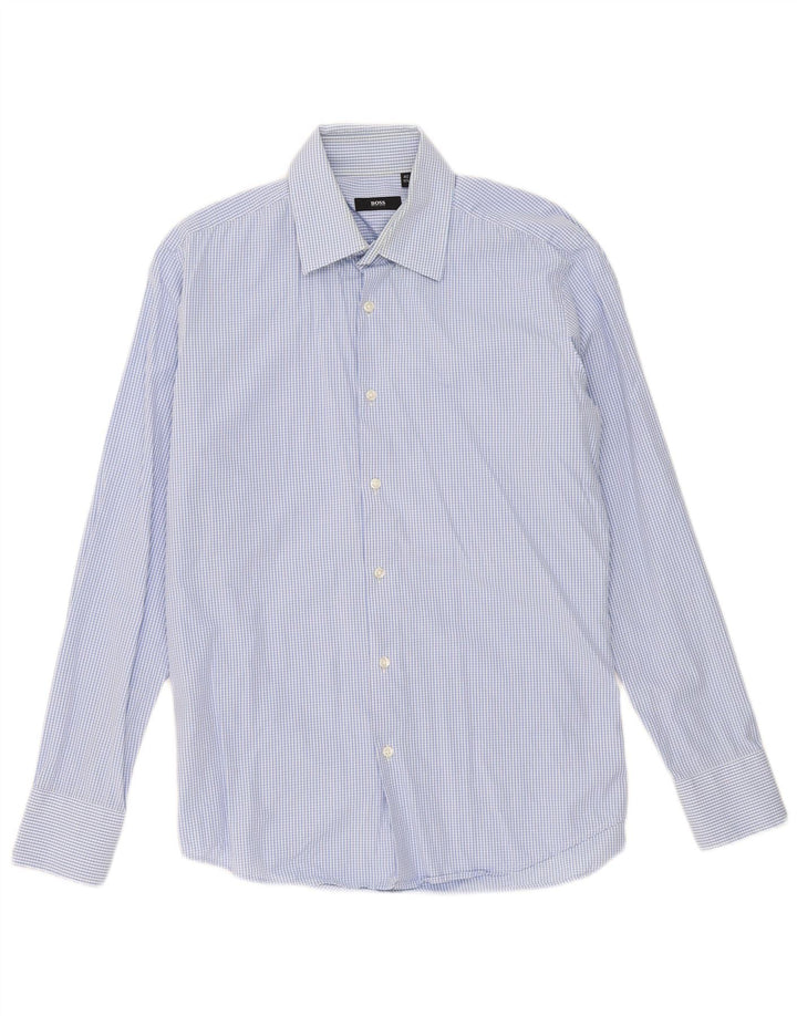 Hugo Boss Chemise Homme Taille 40 15 3/4 Vichy Bleu Moyen