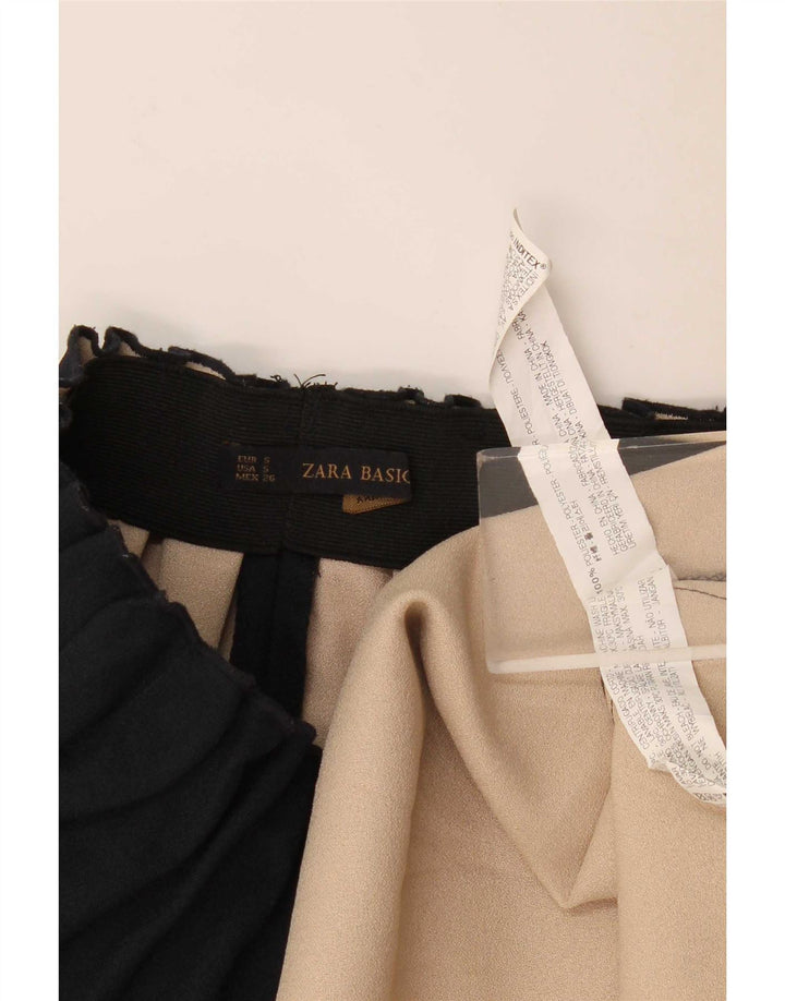 Zara Femme Jupe Plissée Small W26 Bleu Marine Polyester